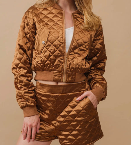 Brown Bomber Jacket Set