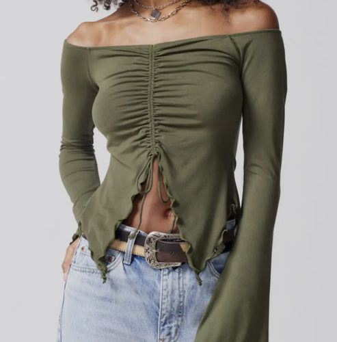 Olive Off The Shoulder Top