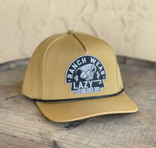 Load image into Gallery viewer, Lazy J Ranch Black Arrowhead Mustard Mid Profile Performance Trucker Hat