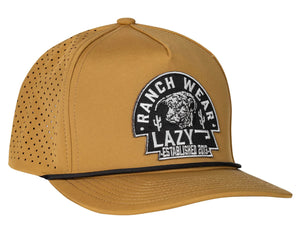 Lazy J Ranch Black Arrowhead Mustard Mid Profile Performance Trucker Hat