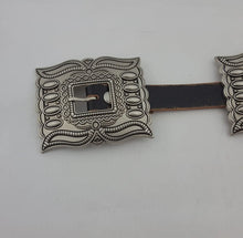 Load image into Gallery viewer, Black silver Rectangular Comcho Belt