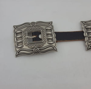 Black silver Rectangular Comcho Belt