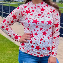Load image into Gallery viewer, Stars Red/White Mesh Top