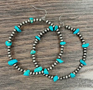 Turquoise Stone Hoop Earrings