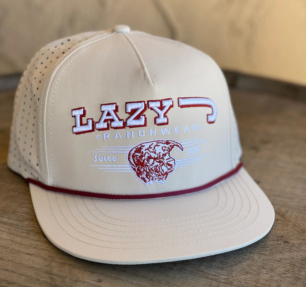 Lazy J Ranch Tan Embroidered Performance Trucker Rope Hat