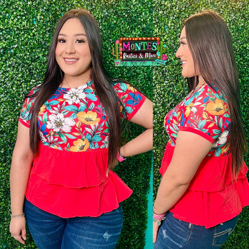 Red Floral Top