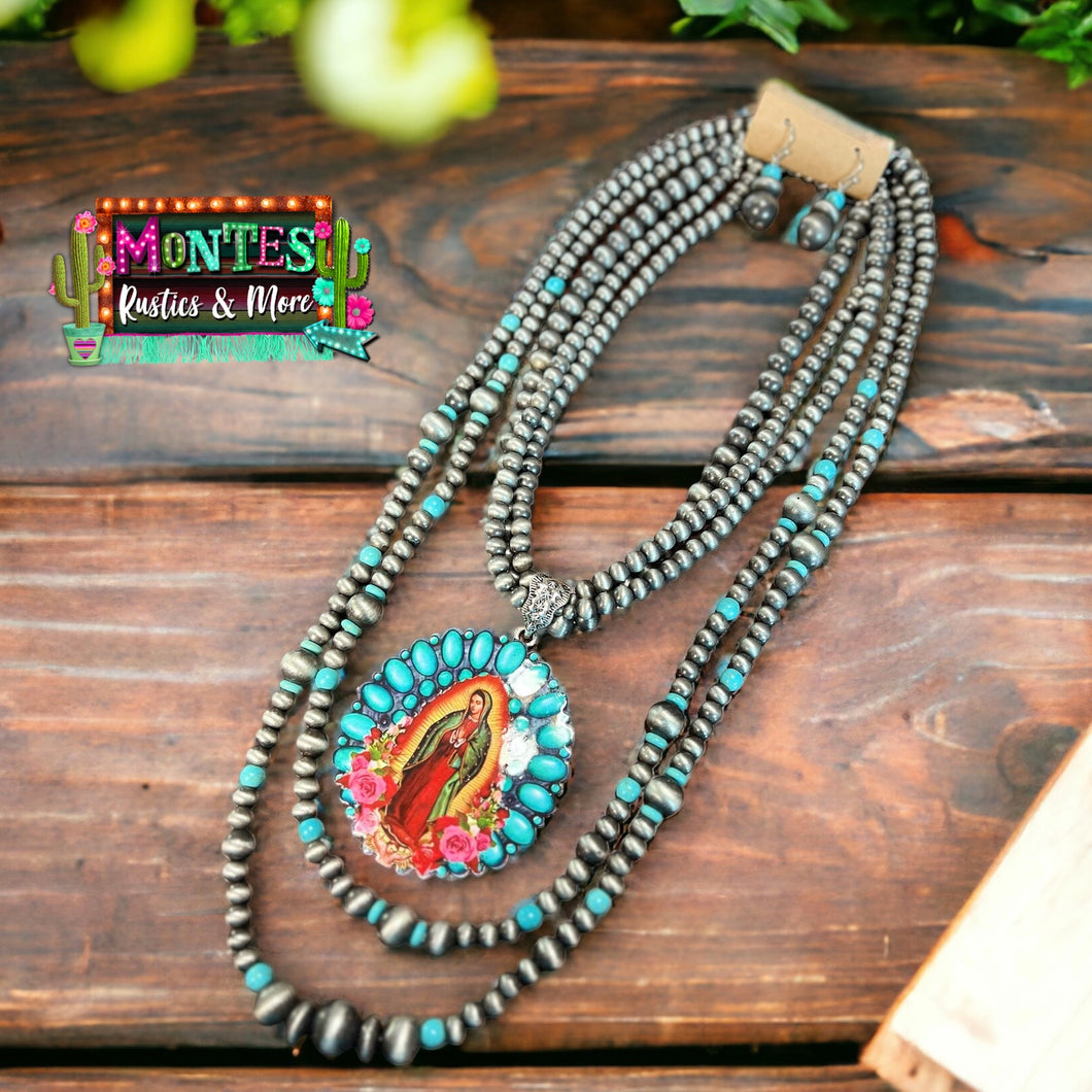 Virgin Mary Navajo Pearl Necklace