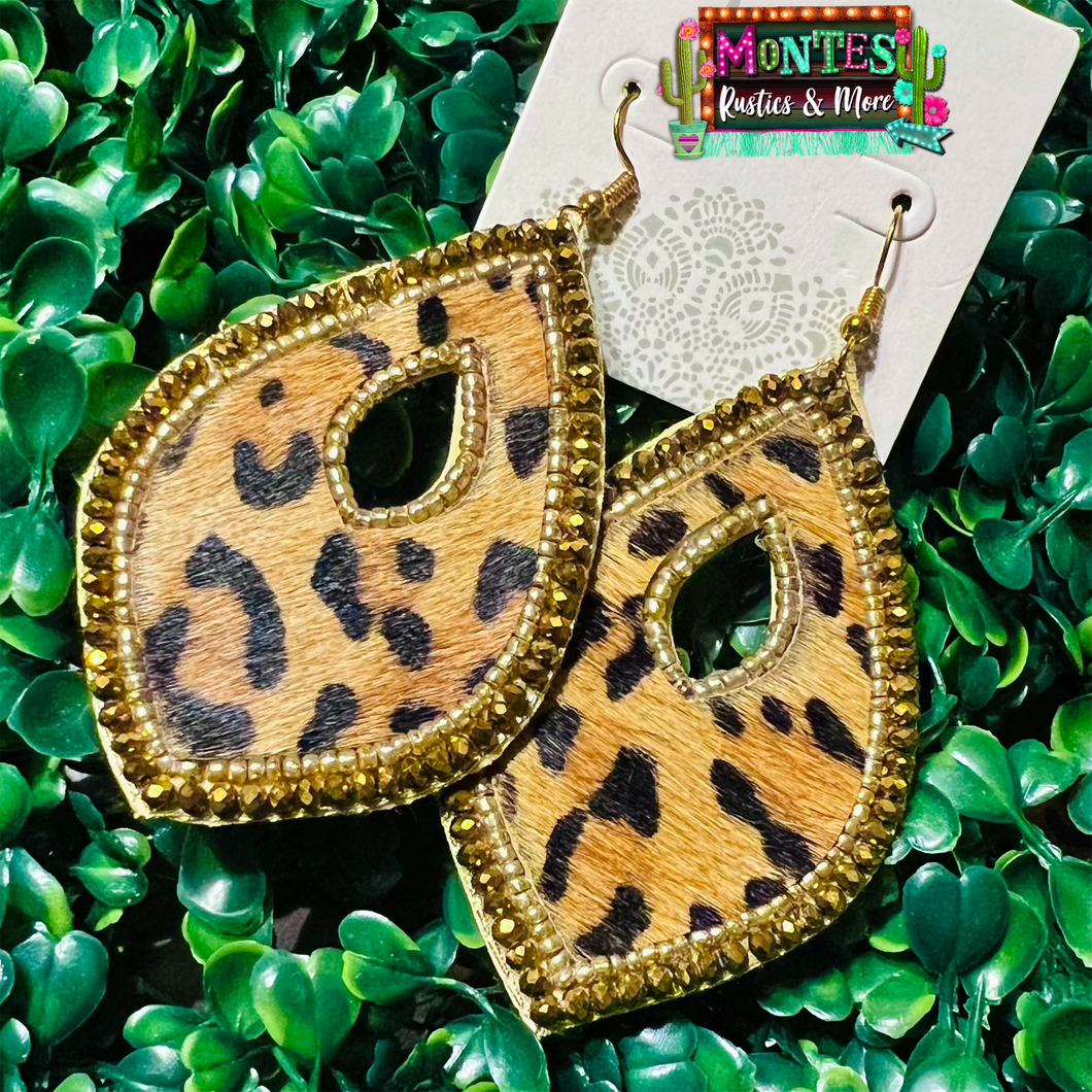 Leopard Beaded Earrings