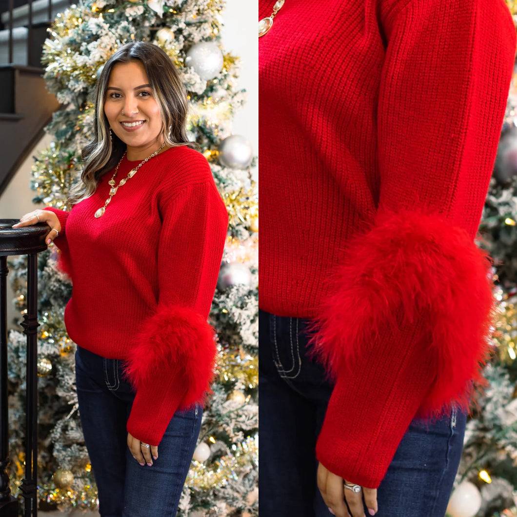 Red Feather Sweater