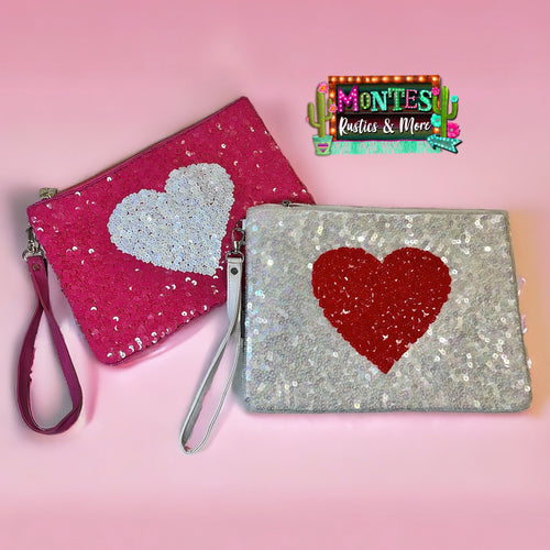 Heart Sequin Clutch