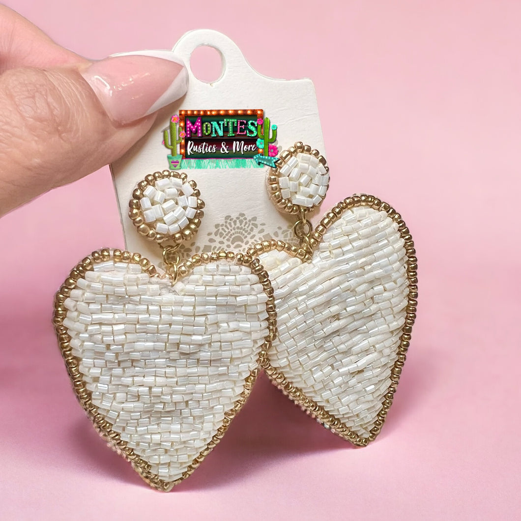 Beaded Heart Earrings