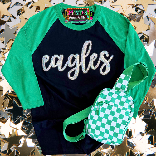 Green Black Eagles Sequin Tee