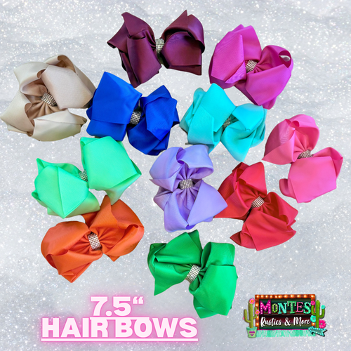 7.5 “ Hair Bow with Rhinestones