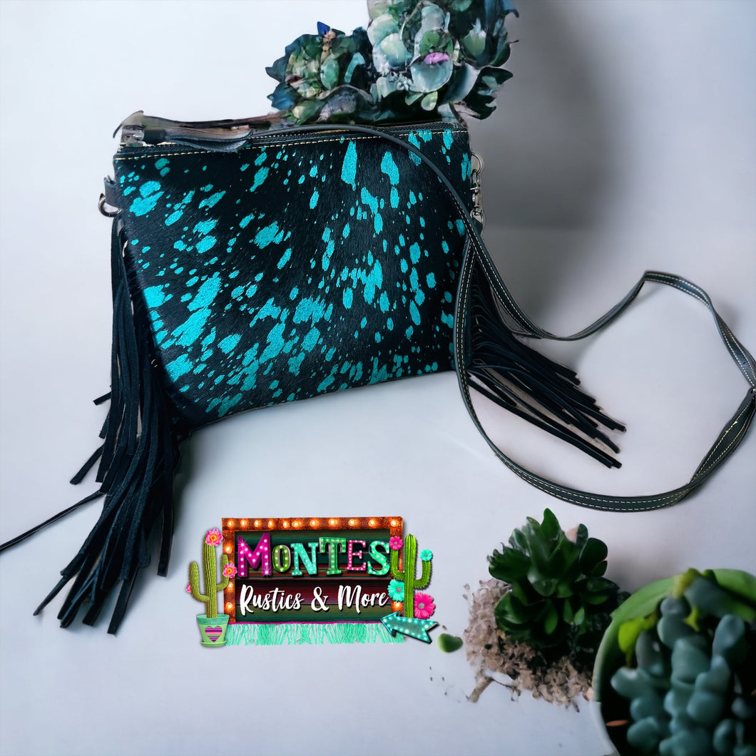 Turquoise & Black Fringe Crossbody