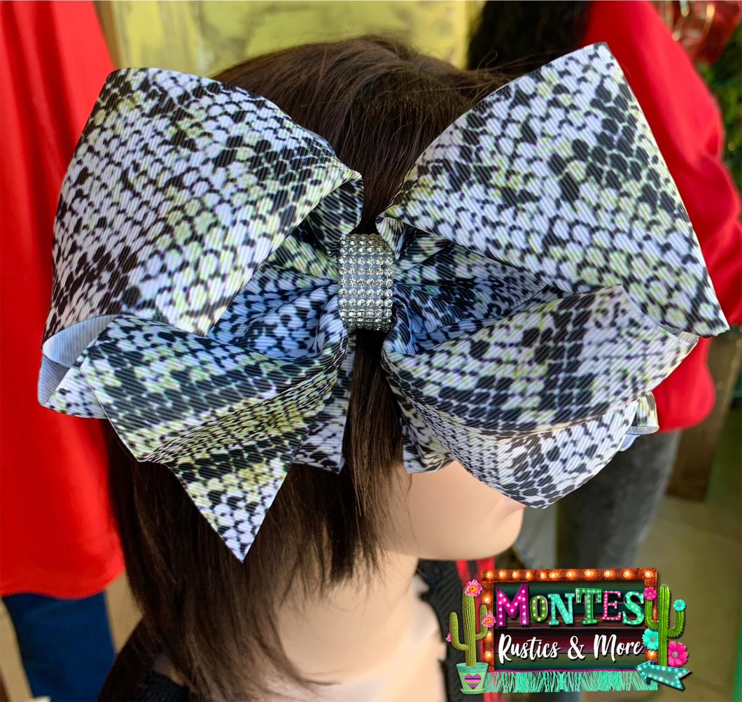 Snake Print Rhinestone Bow