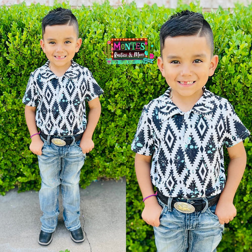 Boys Aztec Button Up Shirt