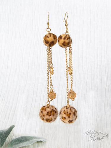 Double the Pom Earrings - Leopard