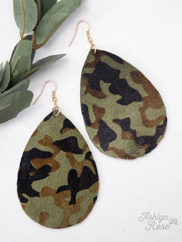 Camo Print Teardrop Earrings