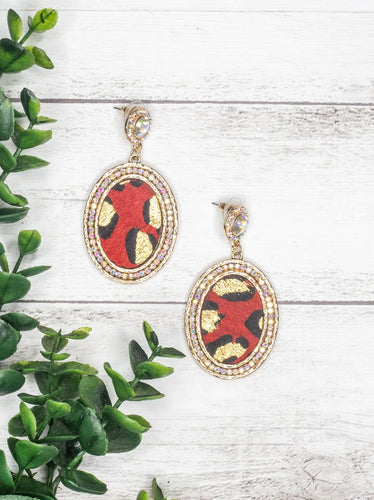 Red Cowboy Killer Oval Earrings