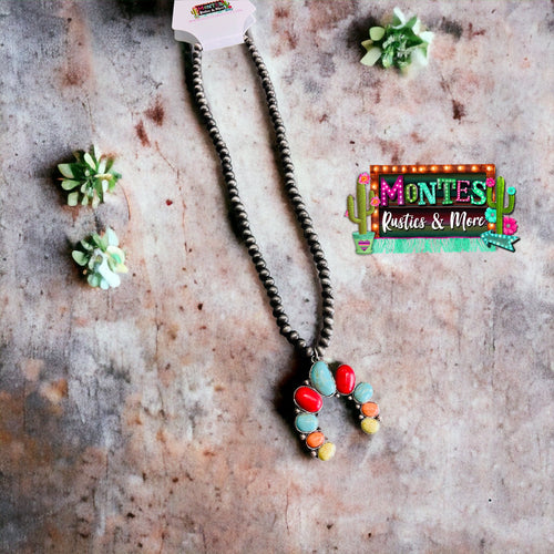 Small Multicolor Squash Blossom Necklace